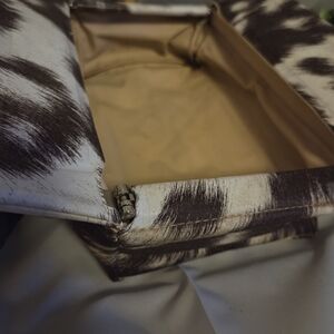 Vintage 70s Cow Print Train Case Hard Vanity Cosmetic Travel Box